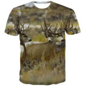 Elk T-shirt Men Animal Tshirts Novelty Funny Tshirts Cool Lovely T-shirts 3d Deer T-shirts Graphic Short Sleeve summer Unisex