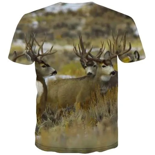 Elk T-shirt Men Animal Tshirts Novelty Funny Tshirts Cool Lovely T-shirts 3d Deer T-shirts Graphic Short Sleeve summer Unisex