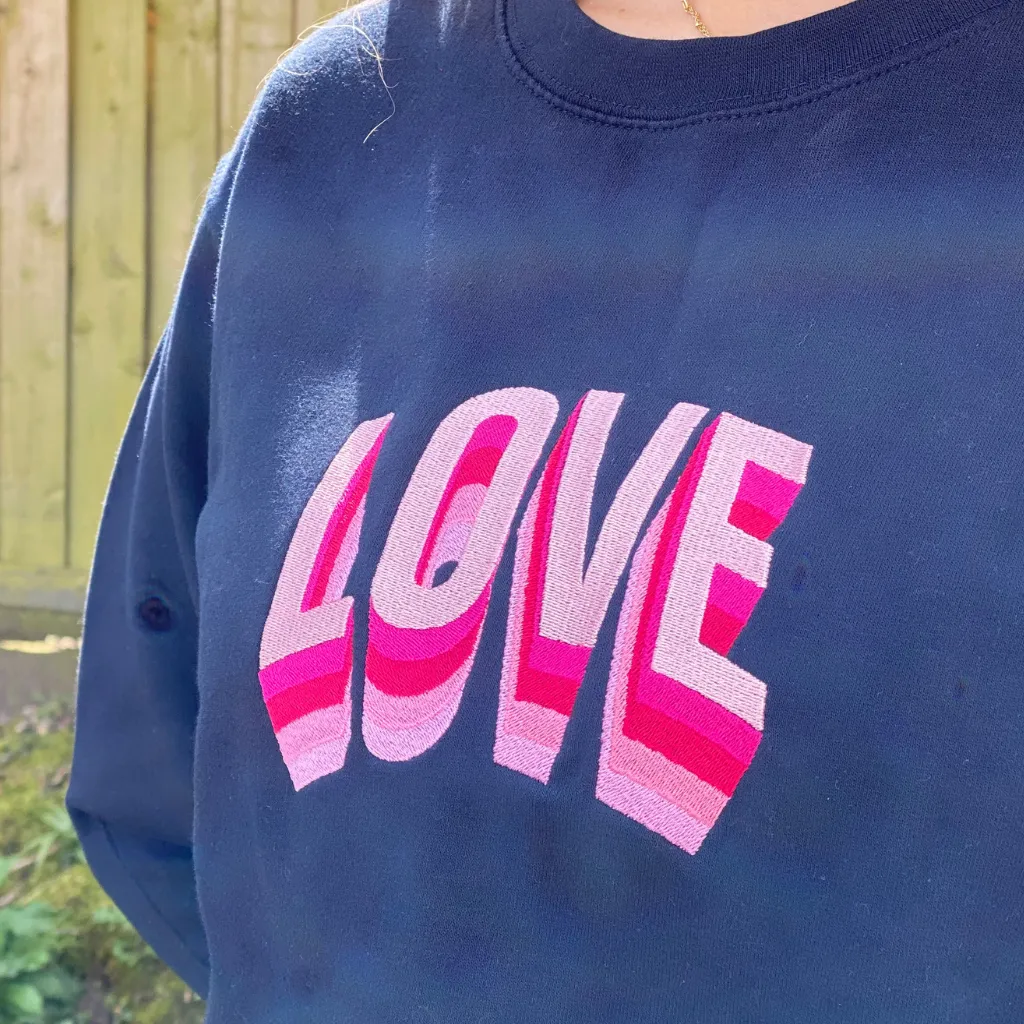 Embroidered Love on Khaki Sweatshirt