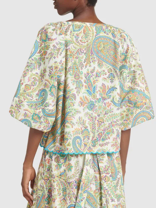 Etro   Printed cotton 3/4 sleeve shirt 