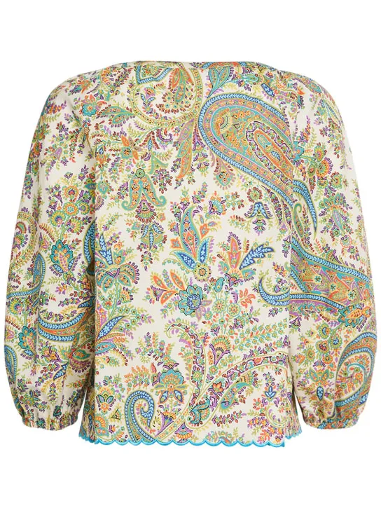 Etro   Printed cotton 3/4 sleeve shirt 