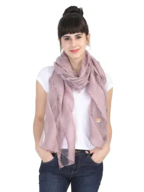 FabSeasons Light Pink Fancy Striped Viscose Scarf for Ladies