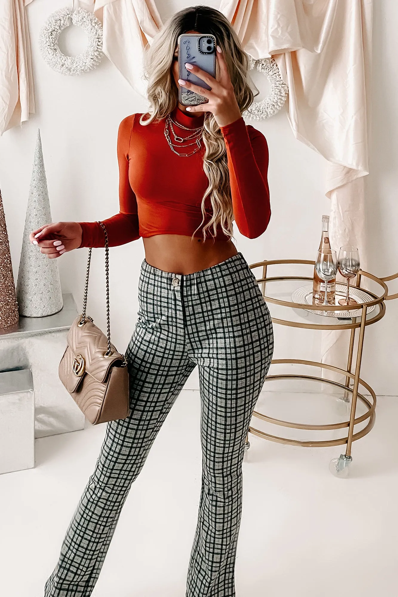 Famous Last Words Plaid Pants (Heather Grey)