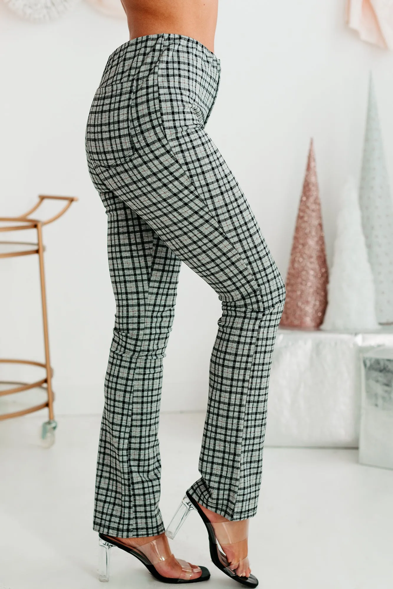 Famous Last Words Plaid Pants (Heather Grey)