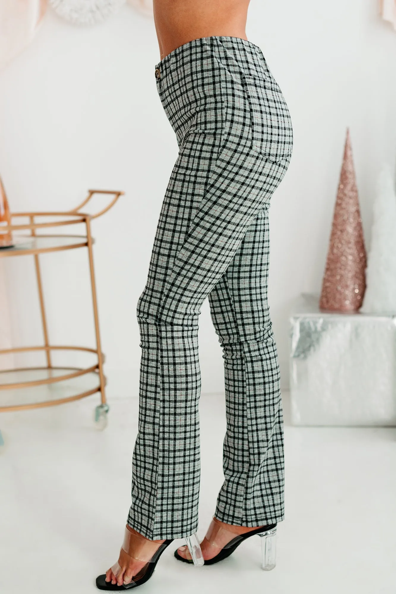 Famous Last Words Plaid Pants (Heather Grey)