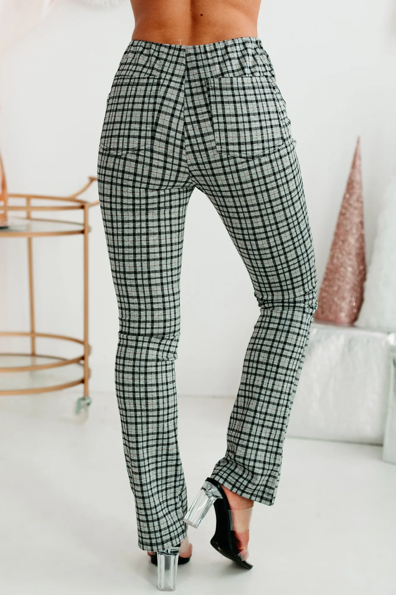 Famous Last Words Plaid Pants (Heather Grey)