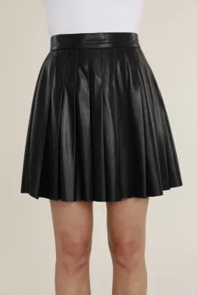 Faux Leather Pleated Mini Skirt