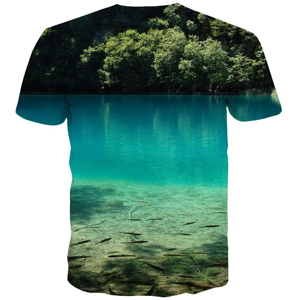 fishing T-shirt Men fish T shirts Funny lake Tshirts Casual Short Sleeve