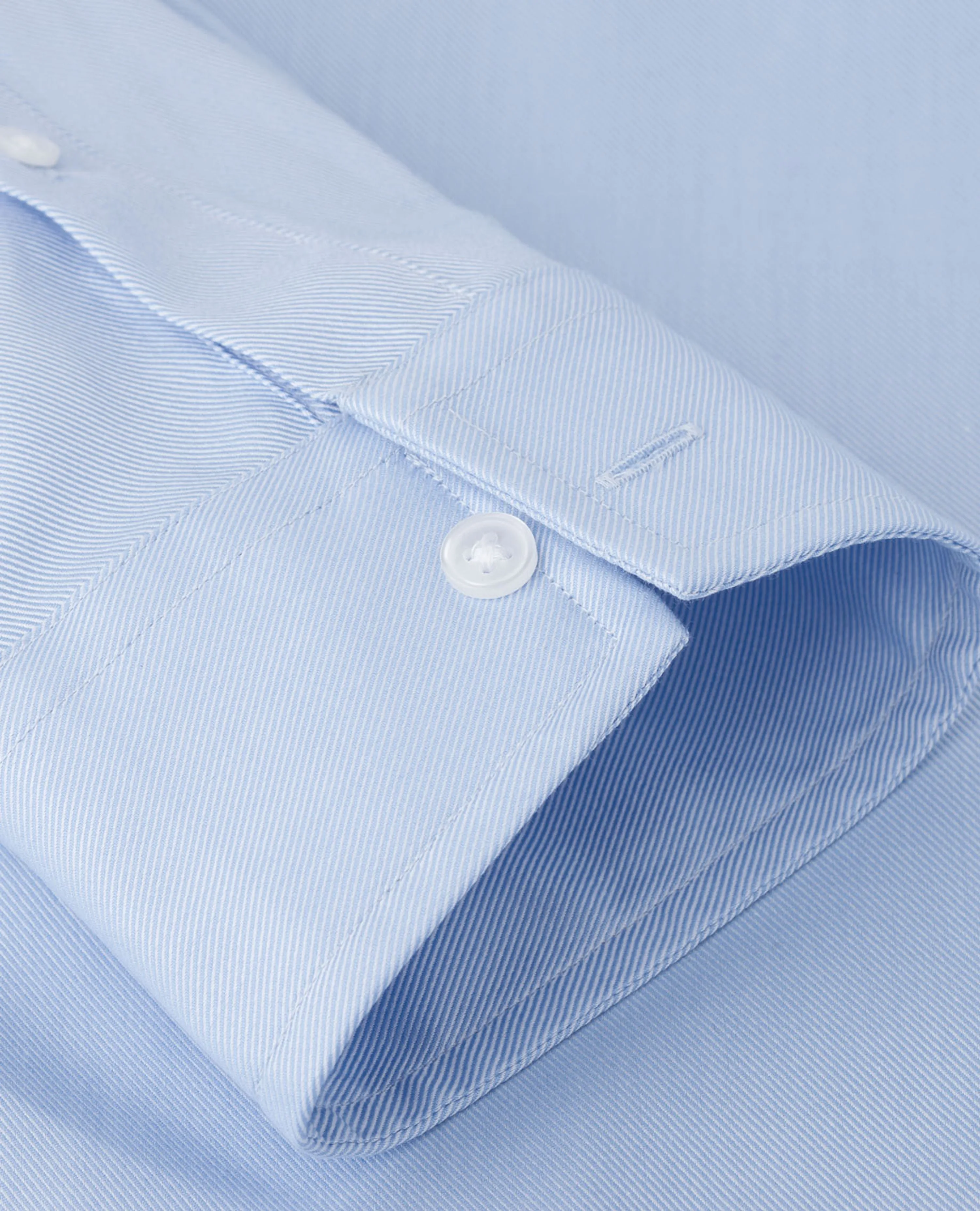 Fitted Plain Blue Luxury Twill Button Cuff Shirt