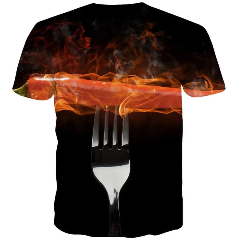 Flame T shirts Men Chili Tshirts Casual Harajuku Tshirt Printed Black T-shirts Graphic