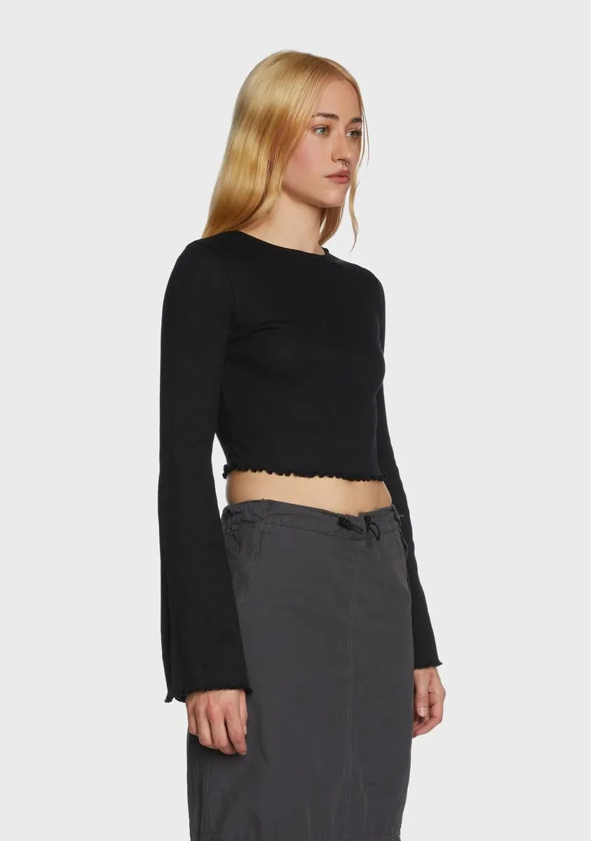 Flute Long Sleeve Crop Top