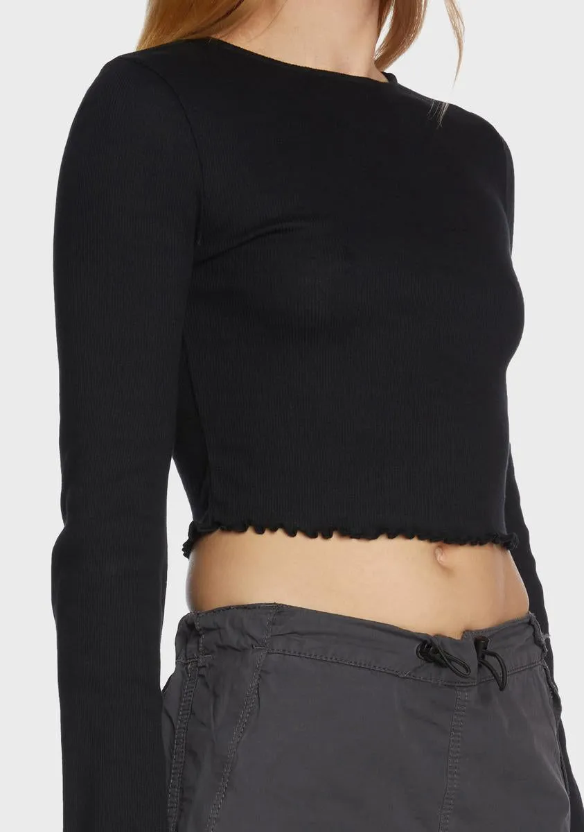 Flute Long Sleeve Crop Top