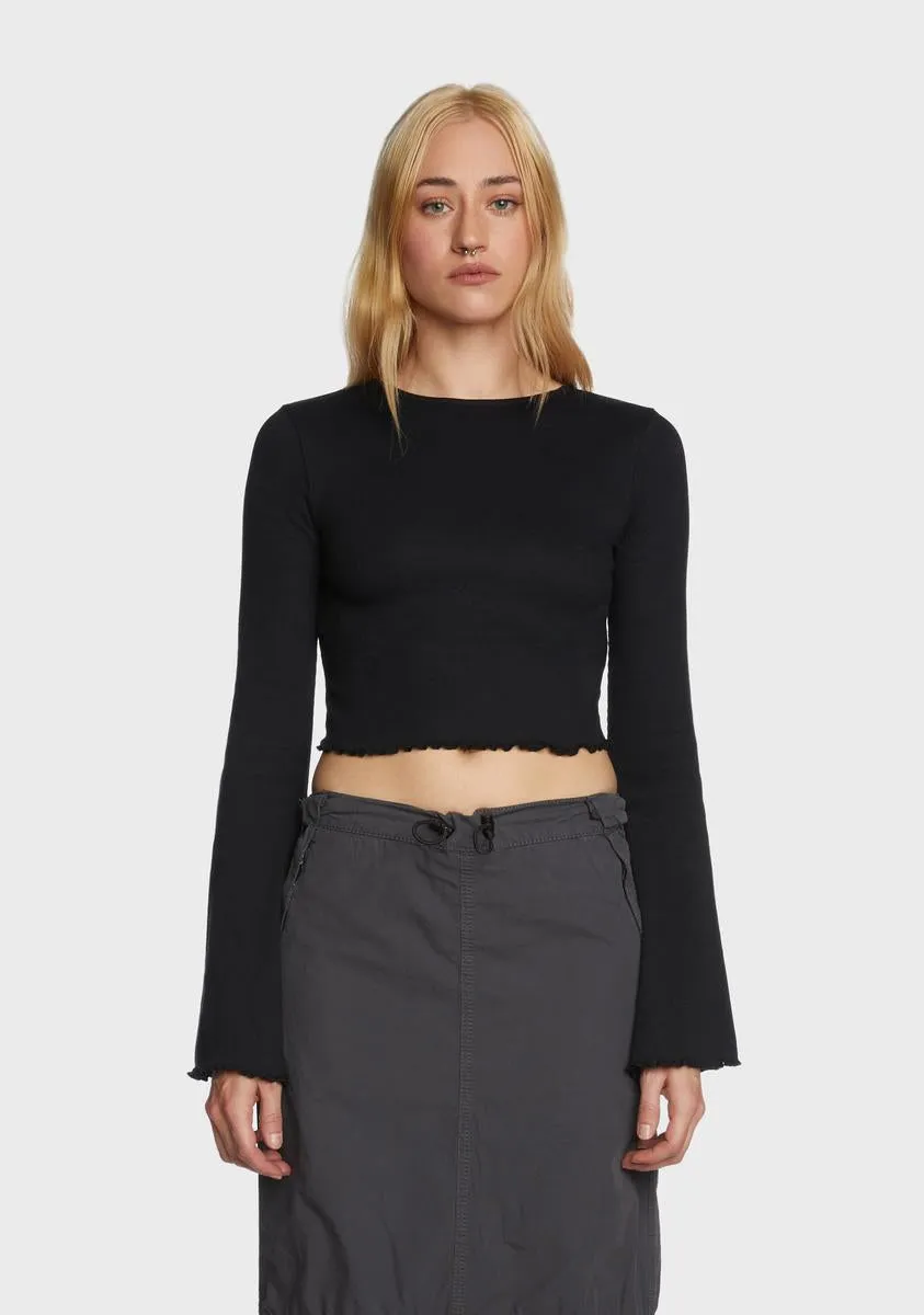 Flute Long Sleeve Crop Top