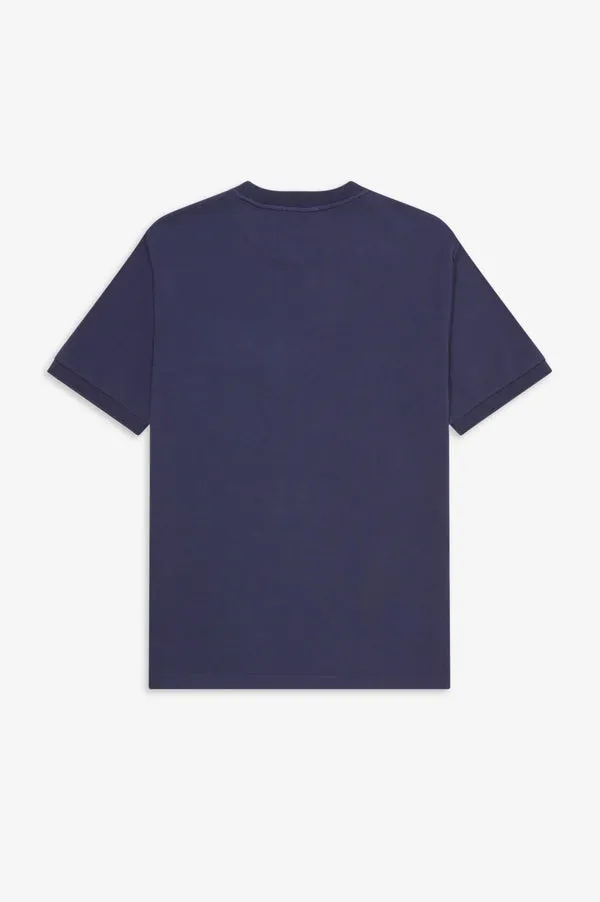 Fred Perry Pocket Detail Pique T-Shirt Carbon Blue