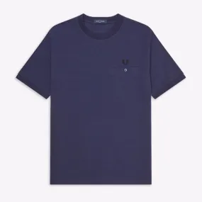 Fred Perry Pocket Detail Pique T-Shirt Carbon Blue