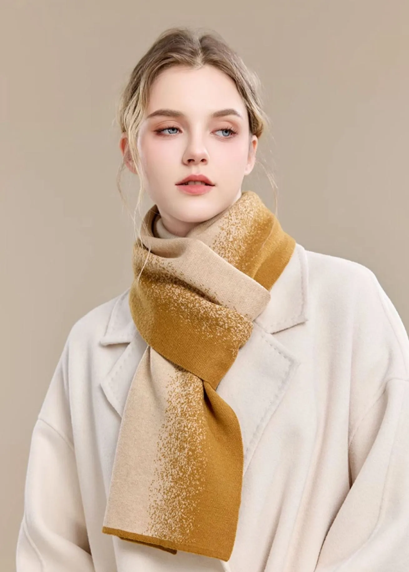 Fuzzy Gold Ombré Wool Scarf