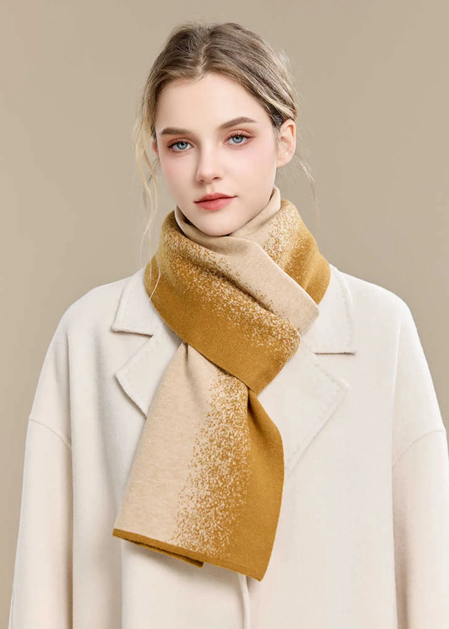 Fuzzy Gold Ombré Wool Scarf