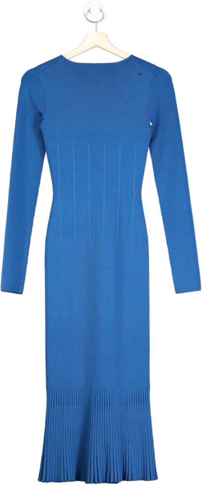 Galvan London Blue Ribbed Knit Dress UK 12