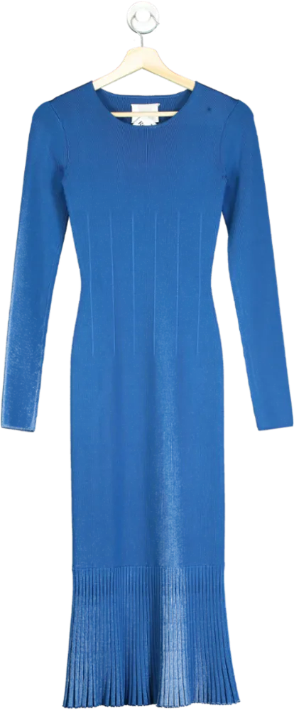 Galvan London Blue Ribbed Knit Dress UK 12