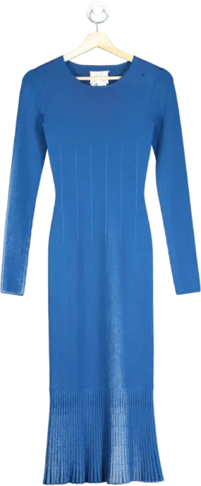 Galvan London Blue Ribbed Knit Dress UK 12