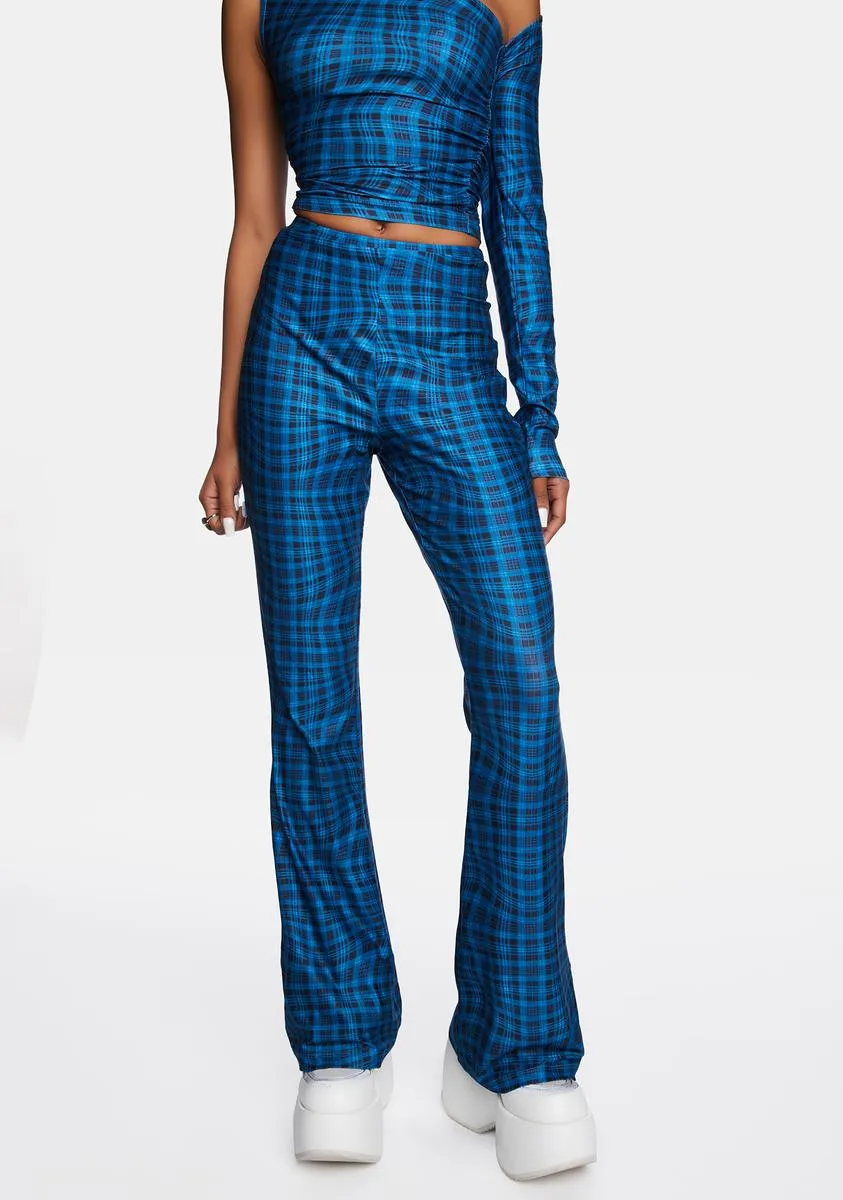 Gene Wavy Check Flared Pants