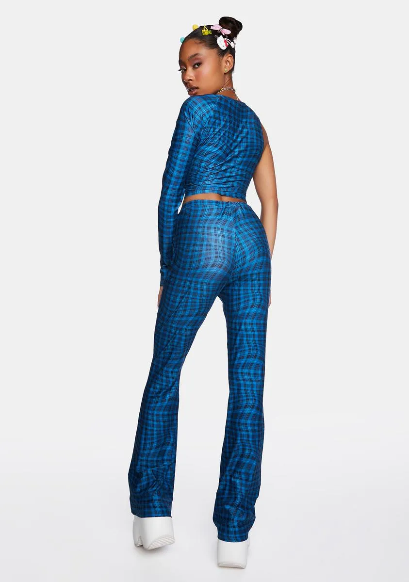 Gene Wavy Check Flared Pants