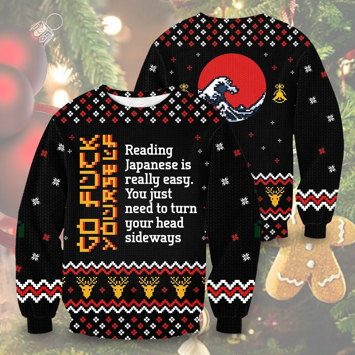 Giftngon - Learn Japanese Christmas Unisex Wool Sweater