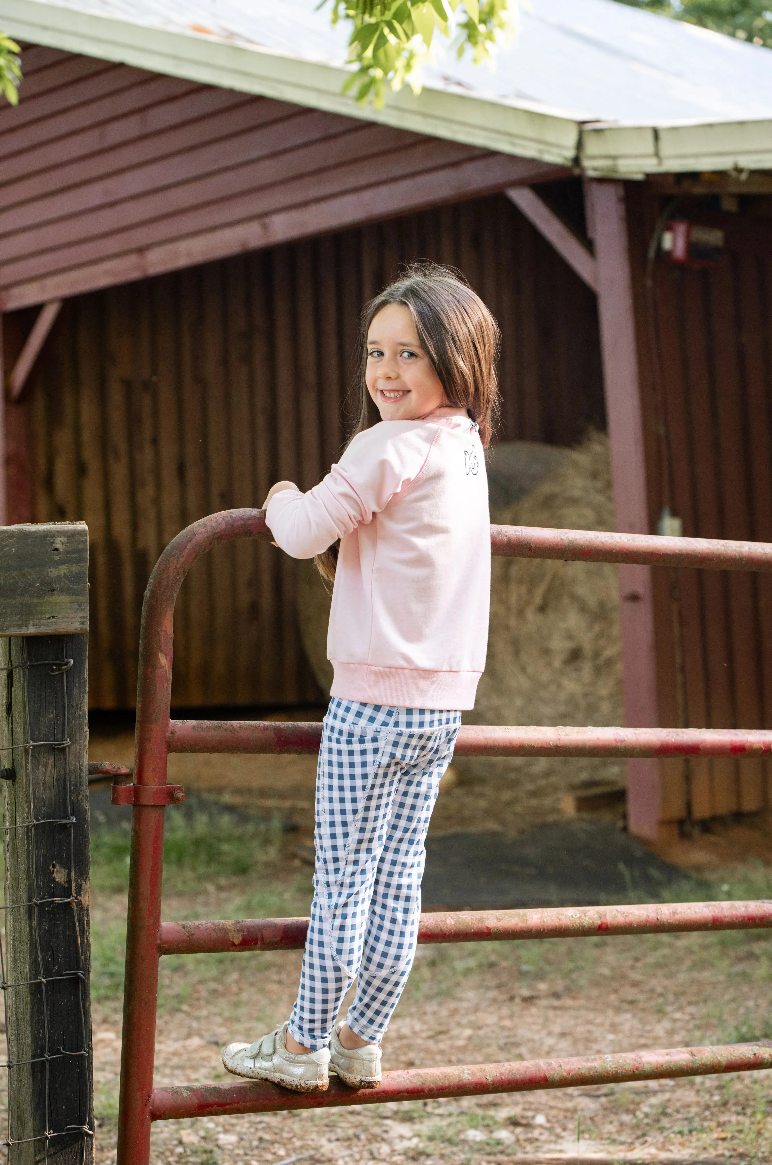 Girl's Athletic Legging - Bluefin Gingham