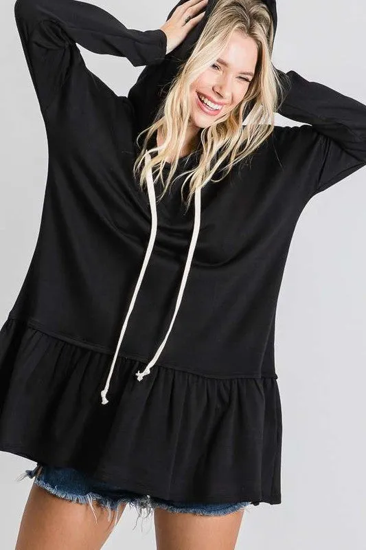 GIRLY PEPLUM HOODIE TUNIC