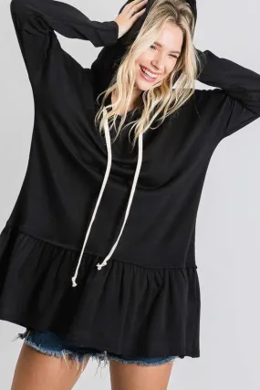 GIRLY PEPLUM HOODIE TUNIC