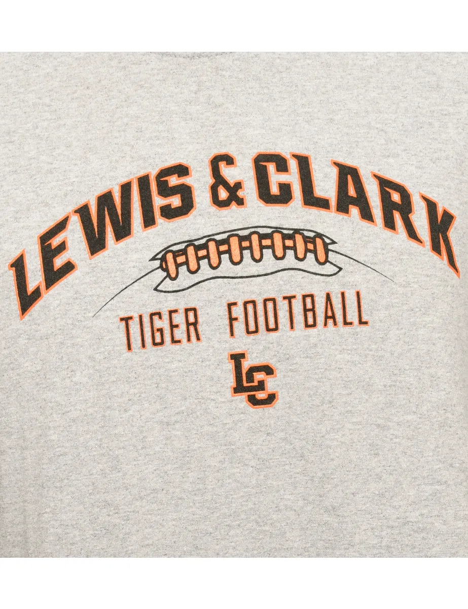 Grey Lewis & Clary Football Printed T-shirt - L