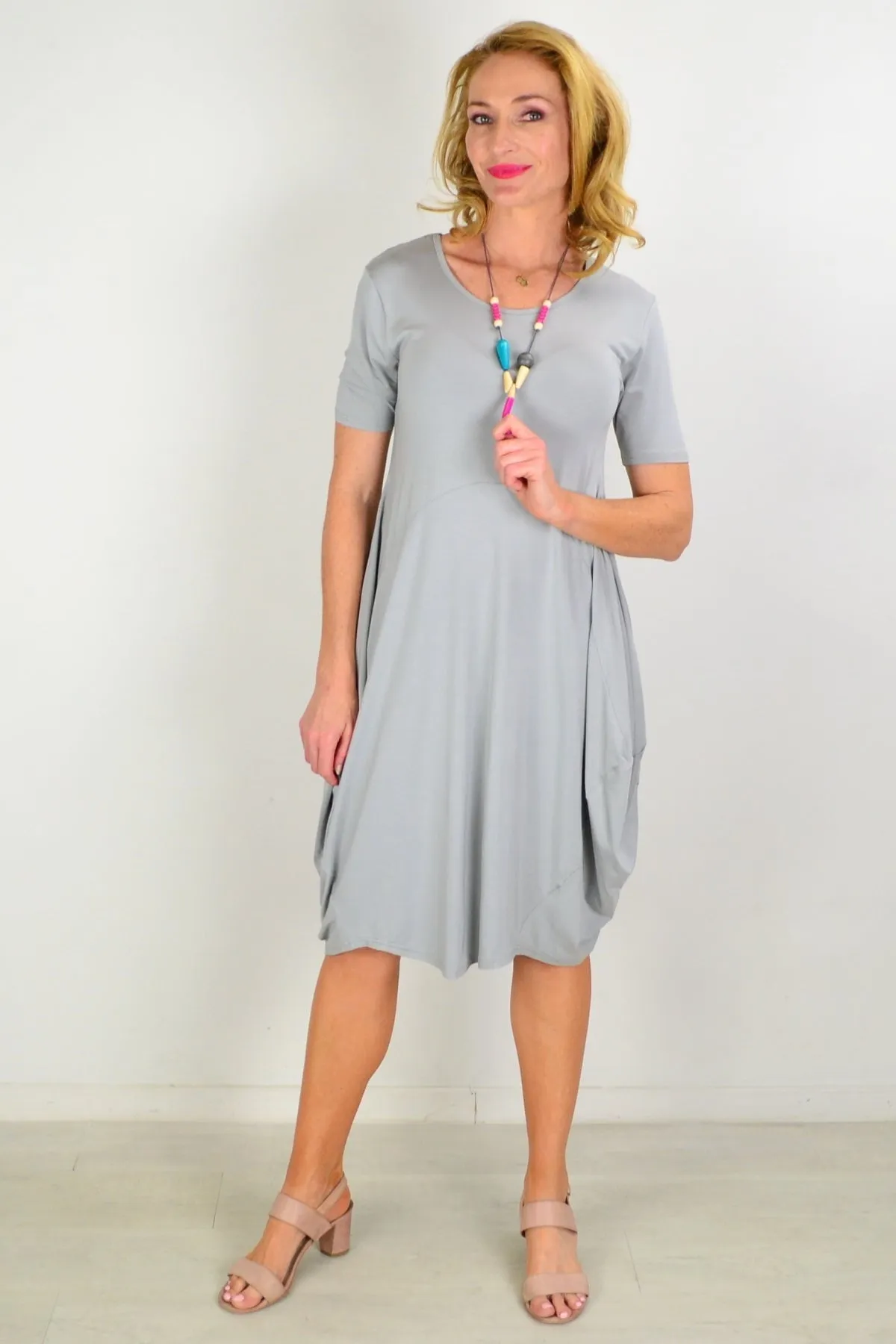 Grey Short Sleeve Modal Tunic Dress