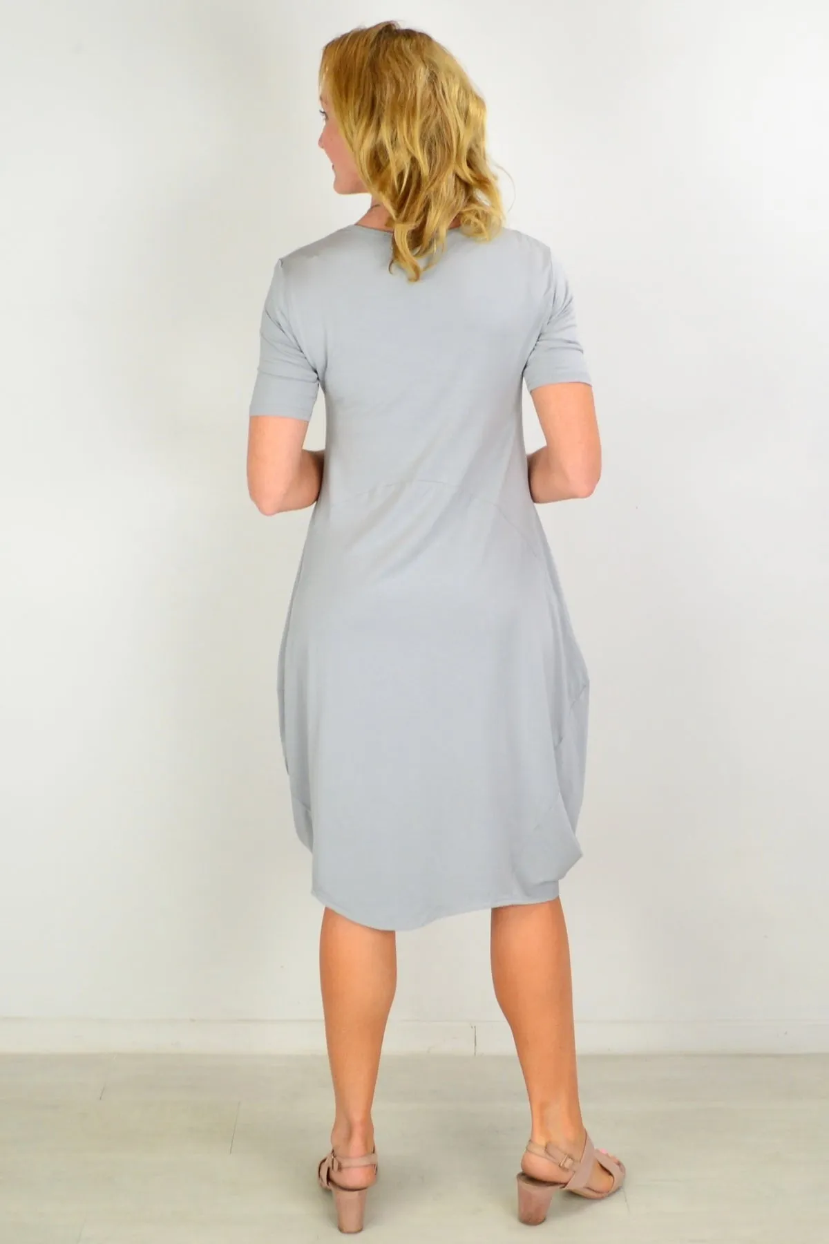 Grey Short Sleeve Modal Tunic Dress