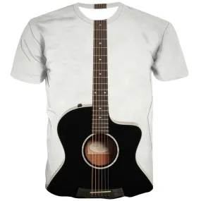 Guitar T-shirt Men Music Tshirts Casual Wooden T-shirts 3d Metal T shirts Funny