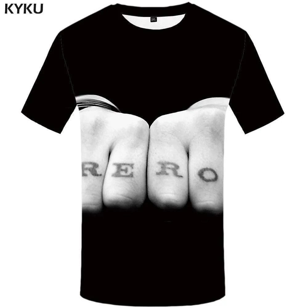 Hand T shirt Men Band Tshirt Anime Black T-shirt 3d Space T shirts Funny Harajuku Tshirts Print Mens Fashion Short Sleeve Unisex