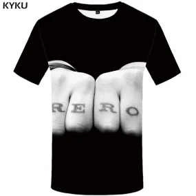 Hand T shirt Men Band Tshirt Anime Black T-shirt 3d Space T shirts Funny Harajuku Tshirts Print Mens Fashion Short Sleeve Unisex