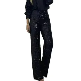 High Waist Flared Sequin Pants