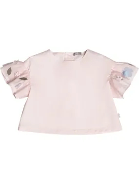 Il Gufo   Stretch cotton poplin &amp; tulle top 