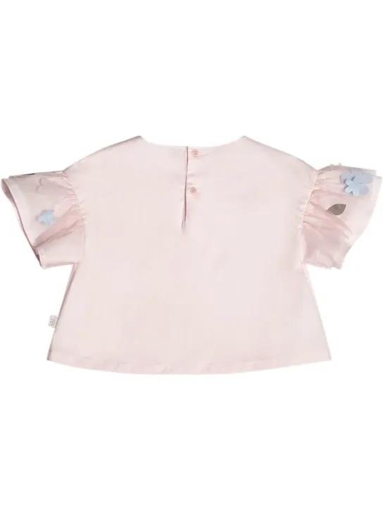 Il Gufo   Stretch cotton poplin &amp; tulle top 