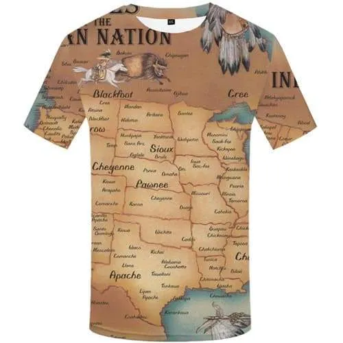 Indians T shirts Men Animal Tshirts Casual World Map Shirt Print Geometric T shirts Funny America Tshirt Anime Short Sleeve