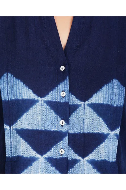 Indigo Triangle Shibori Cotton Tunic