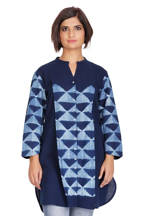 Indigo Triangle Shibori Cotton Tunic