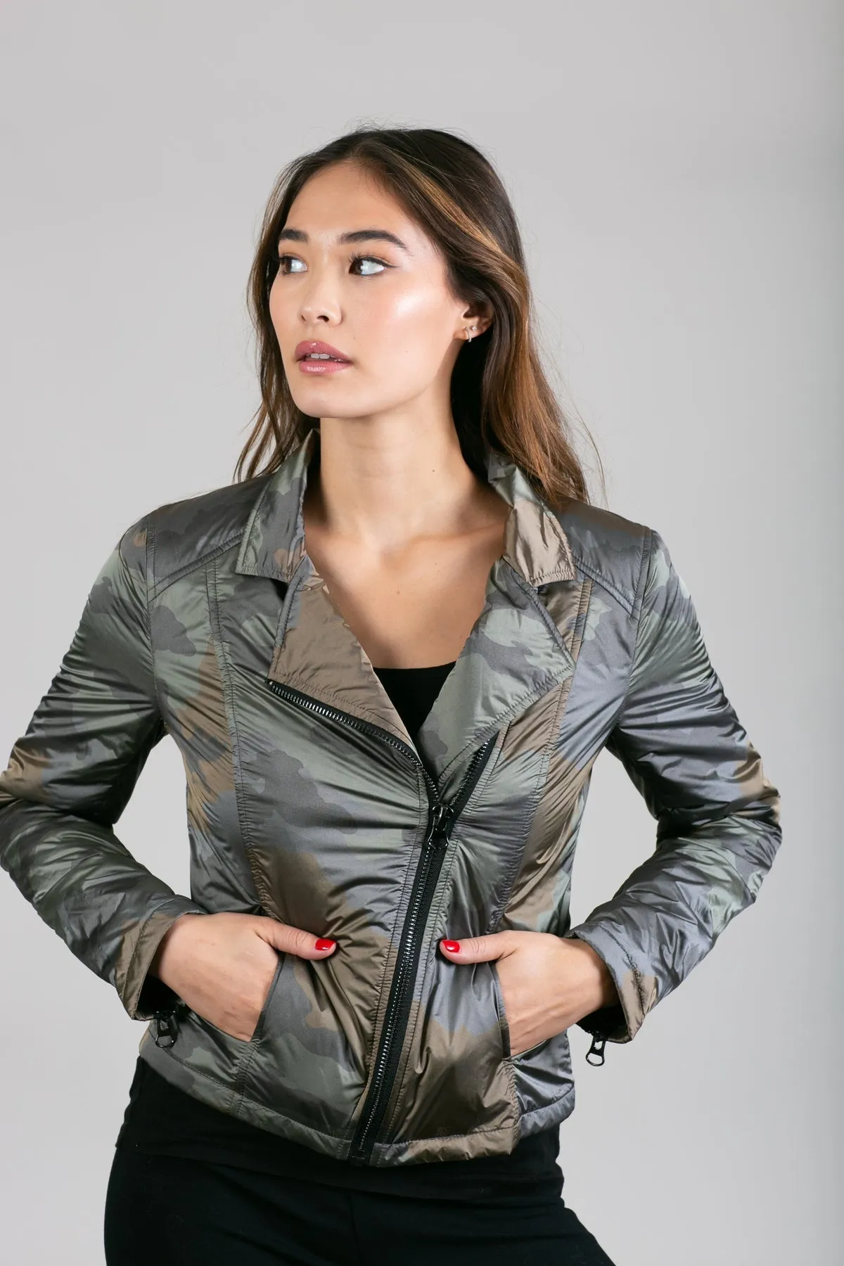 Iridescent Nylon Moto Jacket