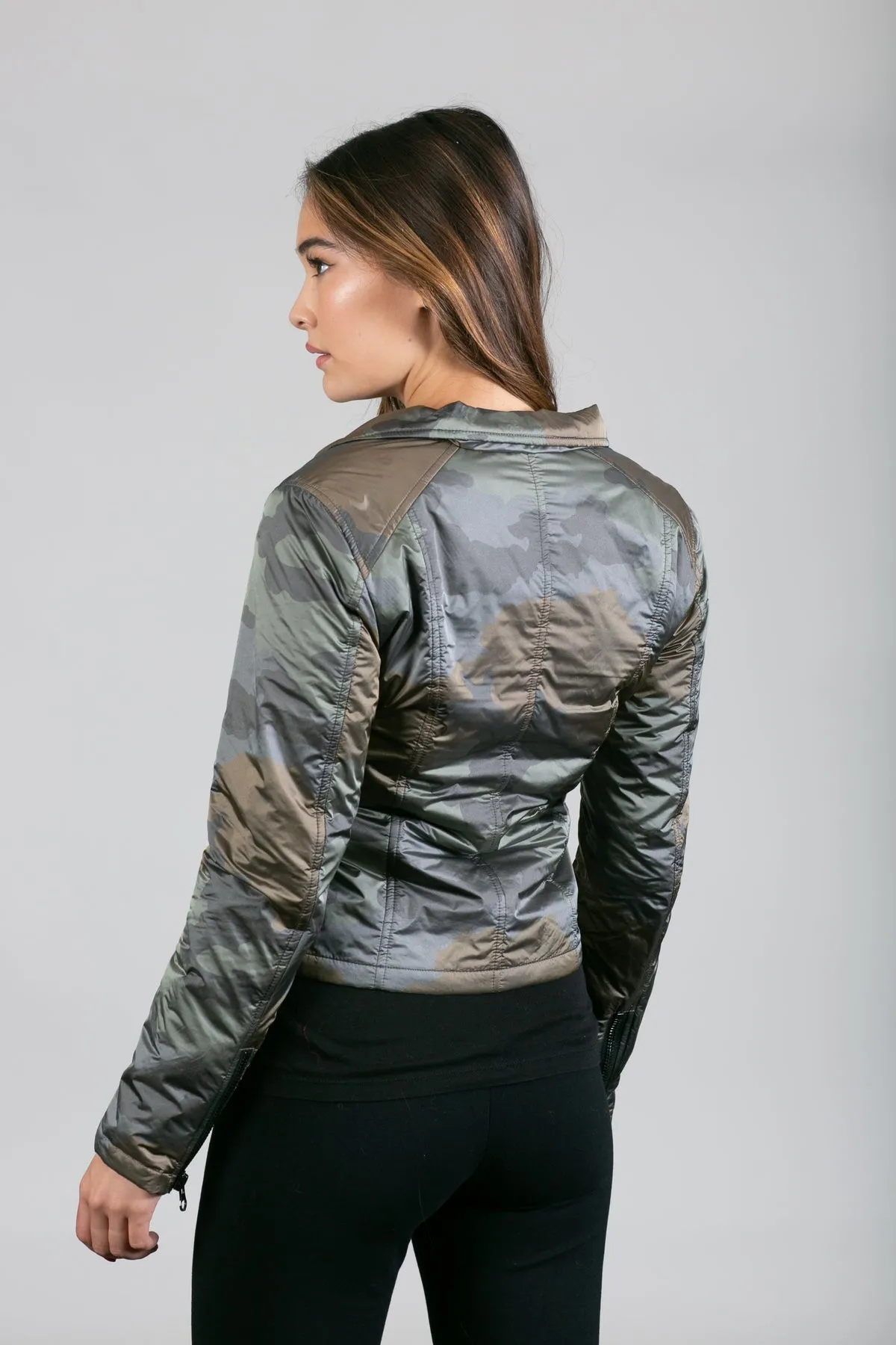 Iridescent Nylon Moto Jacket