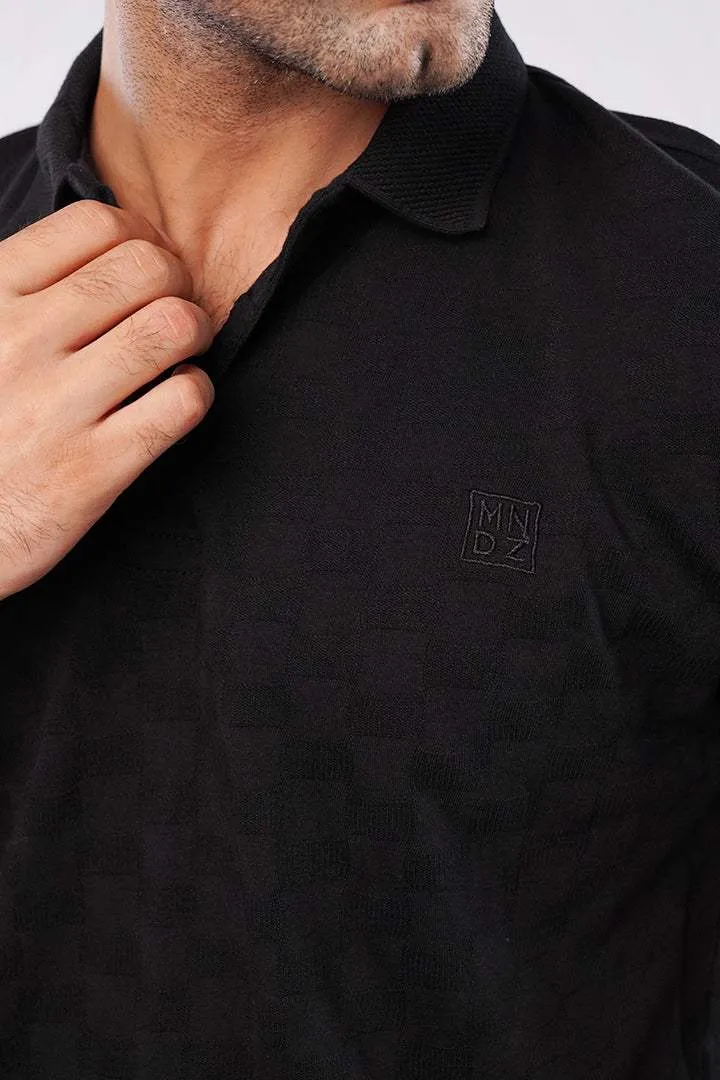 Jacquard Polo Shirt - Black