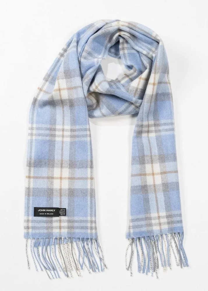 John Hanly Merino Scarf | Blue Cream