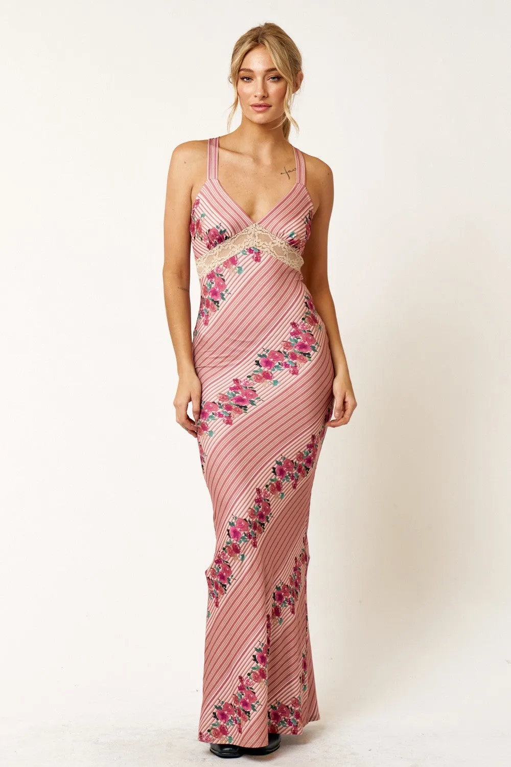 LACE ROSE KNIT MAXI DRESS