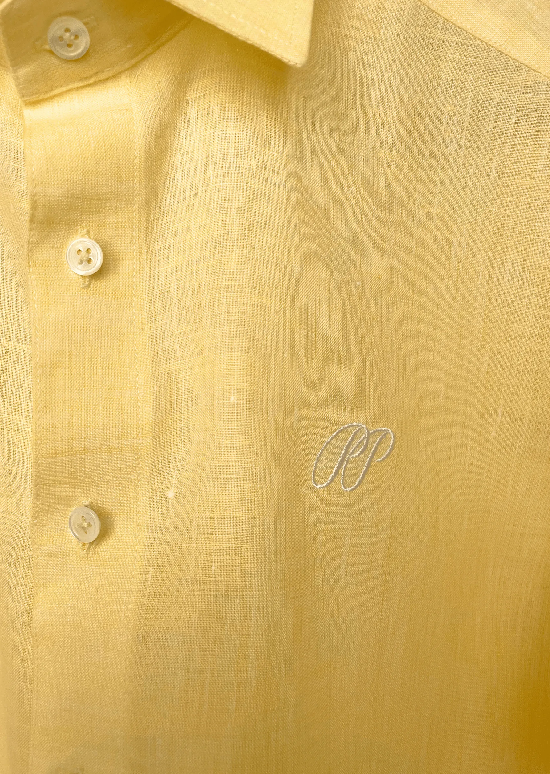 Laos Short Sleeve Linen Shirt - Lemon Yellow