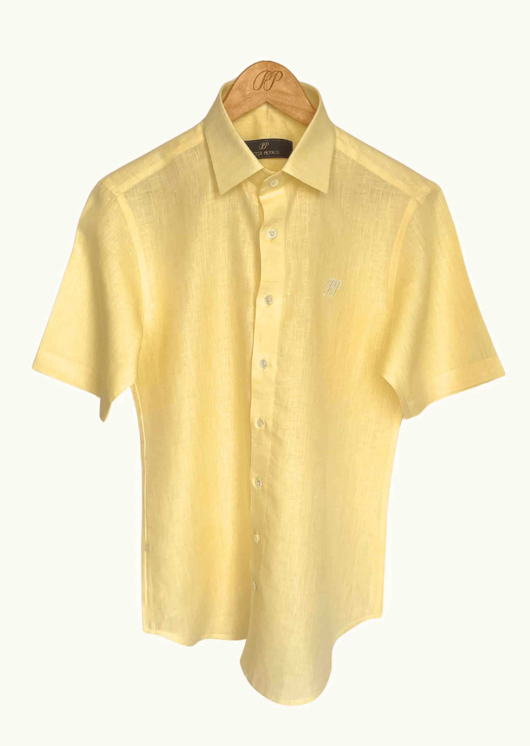 Laos Short Sleeve Linen Shirt - Lemon Yellow