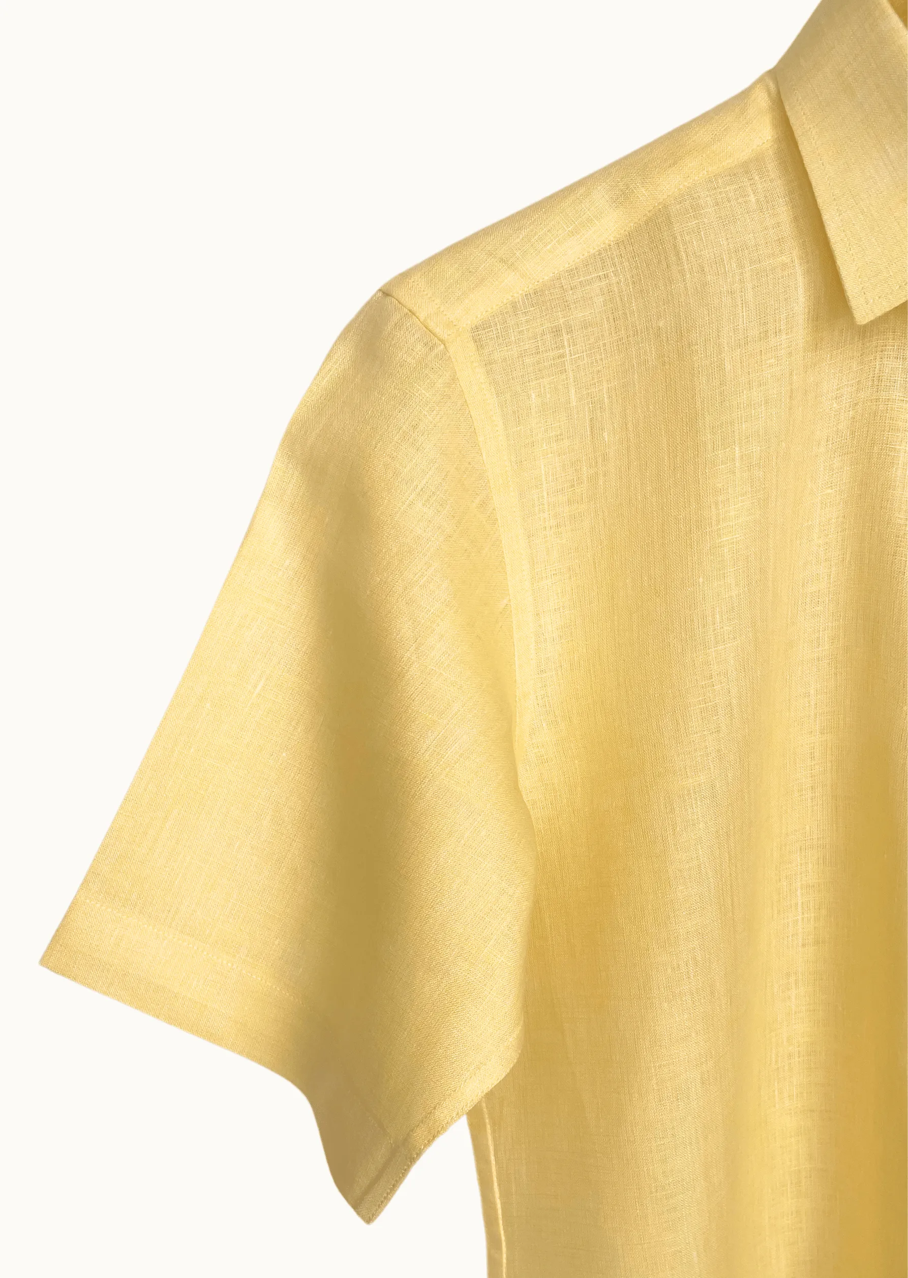 Laos Short Sleeve Linen Shirt - Lemon Yellow